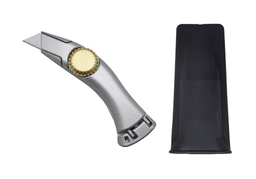 Titan Utility Knife with Fixed Blade, Roofing Cutter, Belt Clip, Carpet Cutter, 3 Extra Blades, Silver