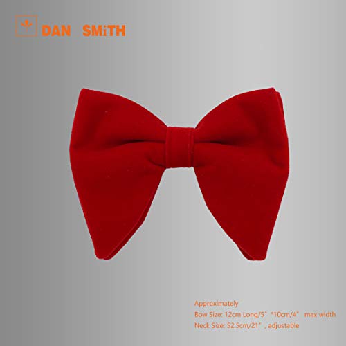 Dan Smith Butterfly Bow Ties For Wedding Red Plain Large Bow Tie Corduroy Clip-On Adjustable Tall C.c.o.r.002 Red #TOP2