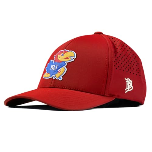 Branded Bills Officially Licensed Kansas Jayhawks Red Curved Performance Jayhawk PVC