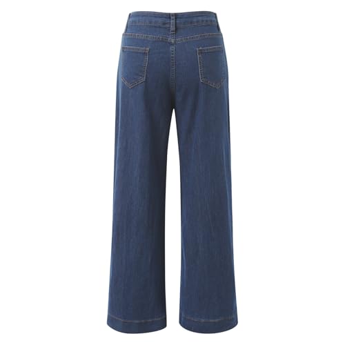 Pantalones vaqueros transpirables para mujer con tiro alto elástico que no aprieta 7