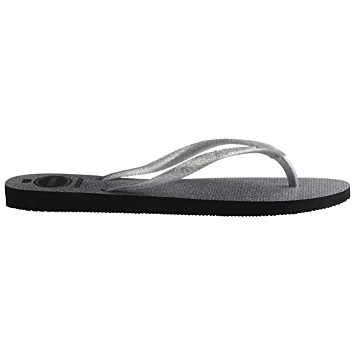 Havaianas Girls Kids Slim Gloss Flip Flop Sandals, Black, 13C/1Y little kid2