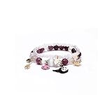 ANZWTLOYY Kawaii Bracelets Y2k Cute Cartoon Cat Elastic Crystal Beaded Bracelets Layered Stretch Beads Women (Purple)