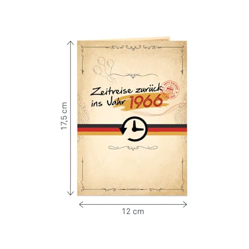 papercrush® Pop-Up Karte „Zurück ins Jahr 1966“ - Lustige 3D Geburtstagskarte zum 60. Geburtstag für Frau & Mann - Besondere Glückwunschkarte 60 Jahre mit lustigen Fakten zum Jahrgang