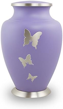 OneWorld Memorials Aria Butterfly Bronze Memorial Urn for Sister, Mother - Large - Holds Up to 200 Cubic Inches of Ashes - Purple Cremation Urn for Human Ashes