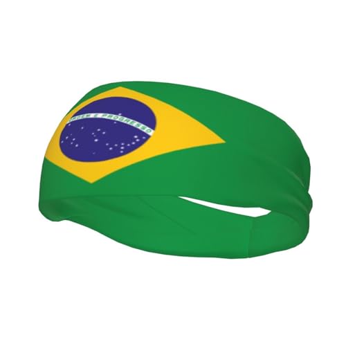 Brazilian Flag Sports Headband for Men Women Stretch Sweatband Flag of Brazil Headband Unisex Bandana Outdoor Running Cycling Workout Yoga Gym