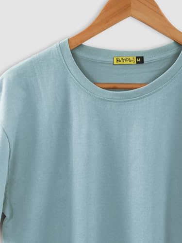 Image of BEYOUNG Cotton Regular Fit Plain T-Shirt for Men | Flexible Round Neck | Casual T-Shirt | Solid T-Shirt | Half-Sleeves | Stylish T-Shirt