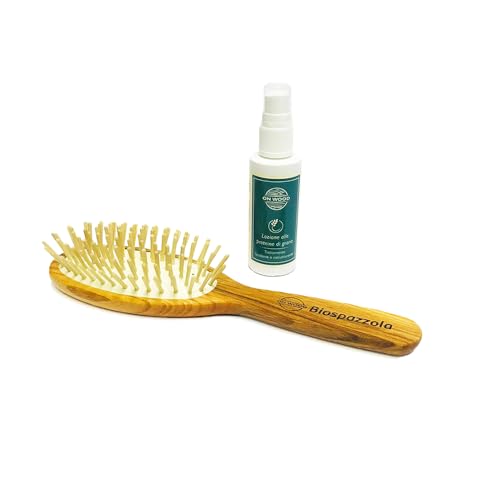 ONWOOD - Massage Brush in Ash Wood with Shine Lotion, Suitable for All Hair Types Counteracts Hair Loss, bright