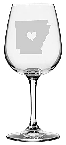 Arkansas Heart States Etched 12.75oz All Purpose Wine Glass