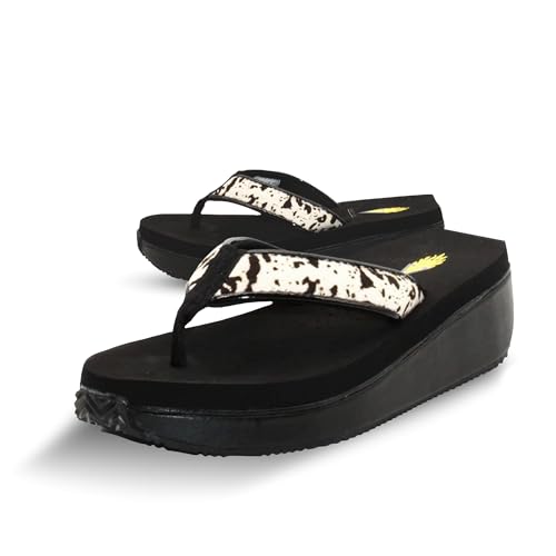 Image of Volatile Neville Wedge Sandals for Women Featuring Soft Webbed Textile Thong Post, Padded Lining, and Slip-On Wedge Style