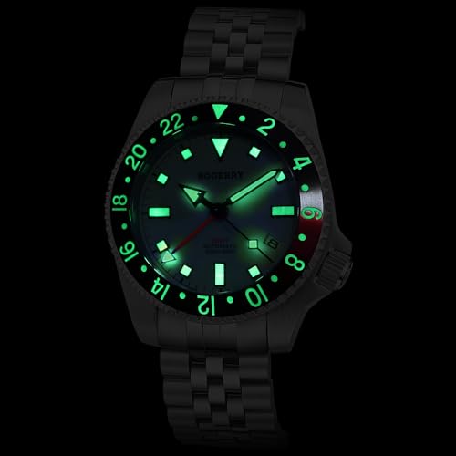 Image of BODERRY Men's Watch Titanium Automatic 200M Waterproof Diver Watch with GMT Automatic Movement and Titanium Bracelet-Admiral