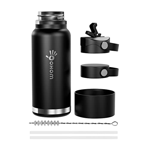 Woho Stainless Steel Water Bottle - Eco-Friendly, Vacuum Insulated, Bpa-Free, Leakproof, 32Oz Capacity For 12Hrs Hot Or 24Hrs Cold Drinks - Keep Your Drinks Fresh And Hydrated On The Go!" (Black) #TOP1