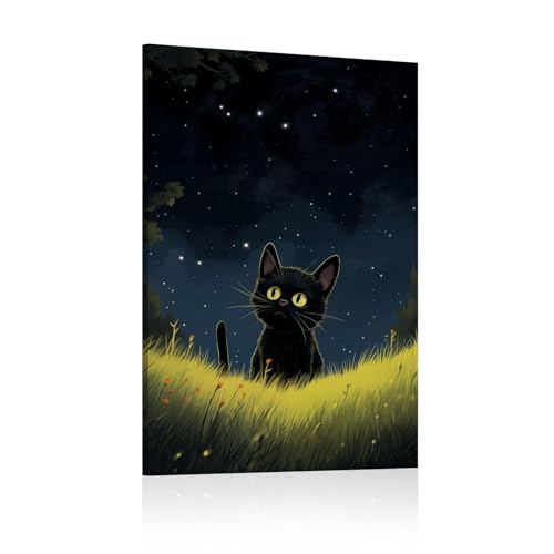 Affiches modernes de chat noir 30x50cm, toile artistique pour décoration murale de toilettes