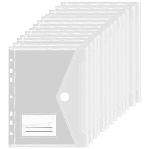 18 Stück Dokumententasche A5 Transparent Dokumentenmappe A5 22 5x18cm Dokumententasche Abheftbar 7 Lochrand Sammelmappen Mit Etikettentasche Wasserdichte Dokumentenmappe für Dokumente Organisieren