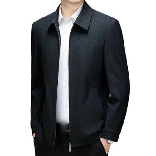 Veste d'automne en laine épaisse pour homme de couleur unie