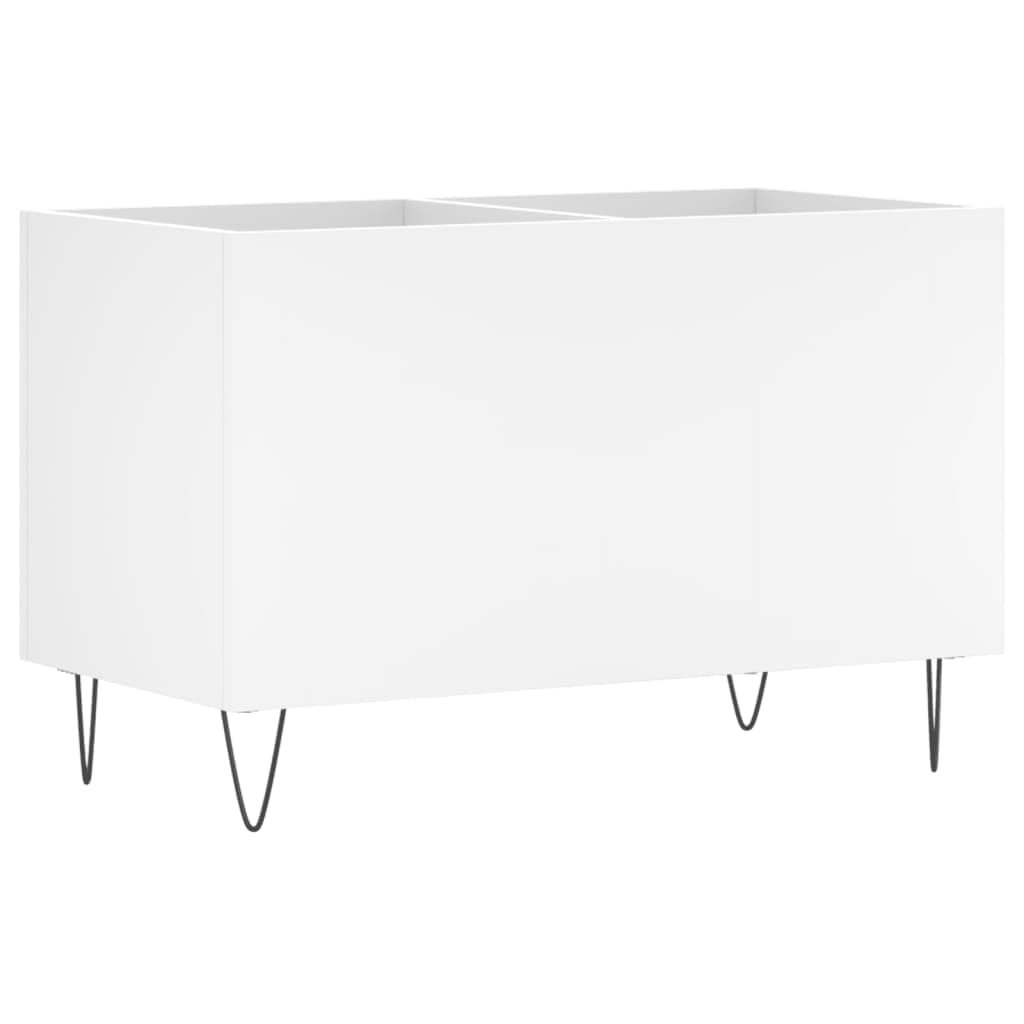 Armadio per dischi bianco, 74,5 x 38 x 48 cm, in legno, scaffale in vinile | Robusto scaffale in vinile per soggiorno con gambe in ferro resistenti e ampio spazio per giradischi e album.