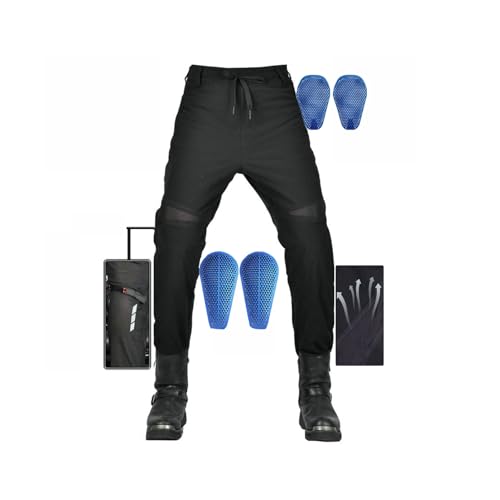 Pantalones De Moto Ultrafinos De Verano Pantalones De Motociclismo con Armadura CE Patas Ajustables/con Correas Reflectantes Adecuado for Hombres/Mujeres/jóvenes Adultos. (Color : Black D, Size : 4X