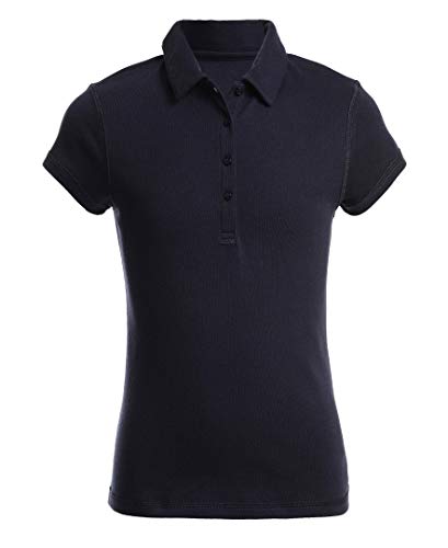 Chaps Girls' School Uniform Sensory-Friendly Short Sleeve Solid Polo