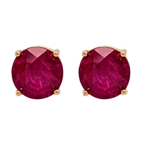 Boucles d'oreilles rubis naturel argent sterling 925 plaqué or minimaliste