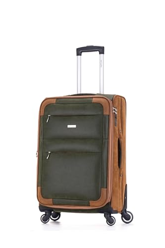 Image of Skylark 24" Lightweight Faux Suede 4 Wheeled Spinner Luggage Trolley Suitcase Travel Bag Telescopic Handle with 3-Digit Combination Lock for 15 to 20kg (78 Litre)