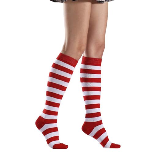 QUEENYARD Gestreifte Kniestrümpfe für Damen, Baumwolle, lang, gestreift,...