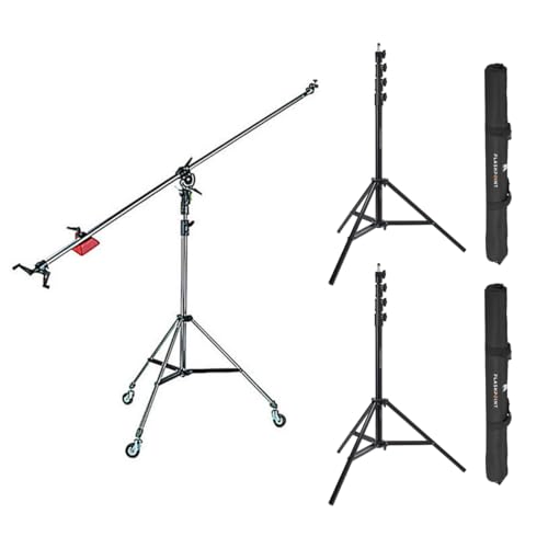 Manfrotto 025BS Super Boom Arm with 123 Pivoting Clamp, Bundle with 2X Pro 9.5' Air-Cushioned Heavy-Duty Light Stand
