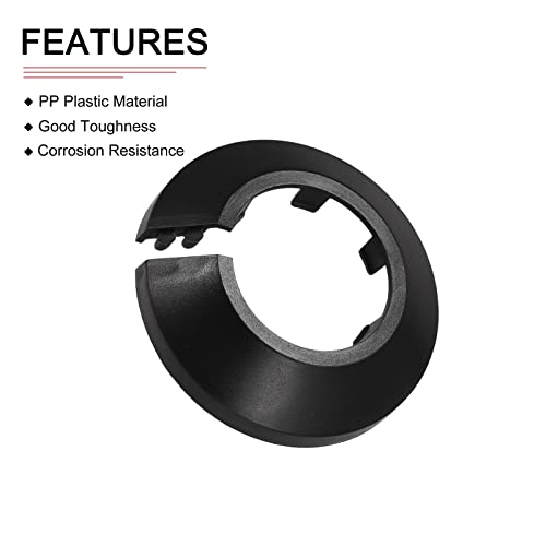 DTGN 63x15mm(DxT) Pipe Cover Decoration - 10Pack - Good for Bathroom Kitchen 32mm Dia Pipe - PP Plastic Escutcheon - Black - Image 3