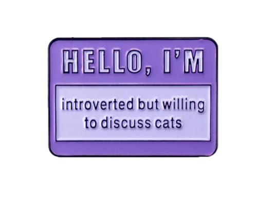 Image of zhanghaoran Hello I'm Introverted But Willing To Discuss Cat Brooch Katie Lover Enamel Pin Badge Fun English Enamel Pin Clothing Decorative Accessory Jewelry Gift for Friends