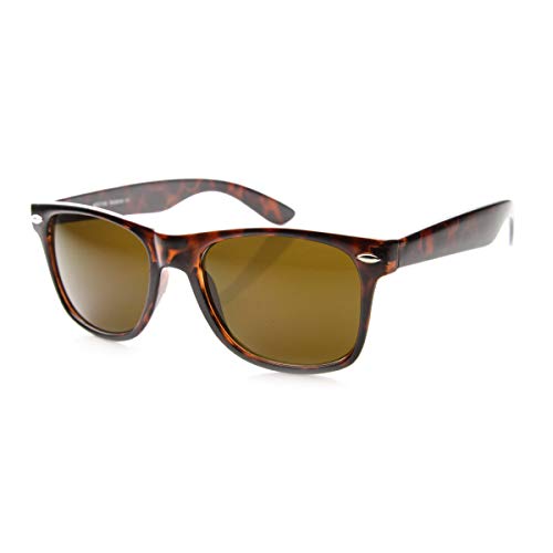 zeroUV Classic Eyewear 80's Retro Large Horn Rimmed Style Sunglasses (Tortoise/Brown)4