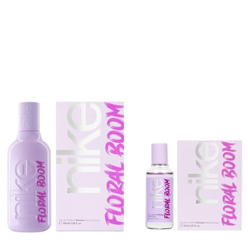 NIKE - Floral Boom Promoción 100 ml + 30 ml, Colonia Mujer, Pack 2 Productos, Perfume Formato Spray, Eau de Toilette Natural y Femenina, Aroma Almizclado Floral, Fragancia Dulce