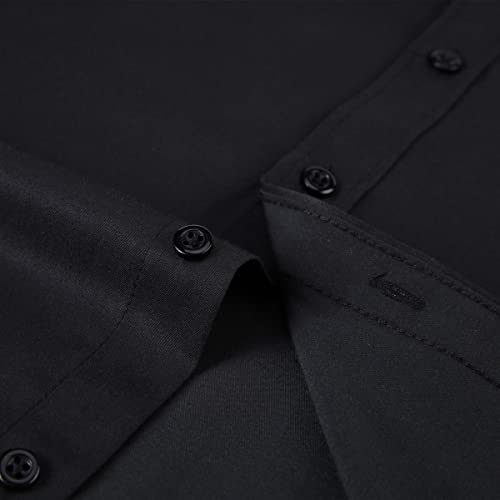 corfty Long Sleeve Dress Shirts for Men - Regular-Fit Casual Button-Down Shirt with Pockets (Medium, Black) - Image 6