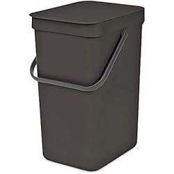 Cubo Plástico Rectangular Brabantia Sort & Go 16L - Contenedor de Basura - Plástico - Gris Oscuro