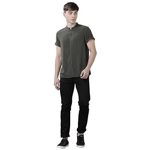 Image of Identiti Short Sleeves Solid Slim Fit 100% Viscose Casual Shirt /Kurta for Men