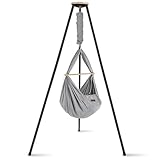 SCHMUSEWOLKE Federwiege Bio Grey - mit Tipi anthrazit - Hängematte für Babys und Kleinkinder ab Geburt bis 3 Jahre - Bio-Baumwolle - Mit Schafwollmatratze