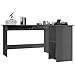 vidaXL Rectangular Corner Desk with Keyboard Tray and 2 Open Shelves - Modern Office/Studying Desk Engineered Wood High Gloss Gray