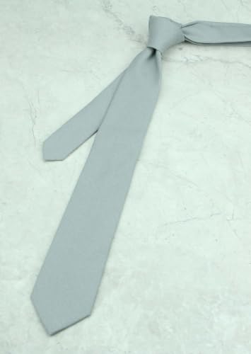 Image of Mens Solid Linen Ties - Slim Pattern Necktie for Men Wedding Groomsmen