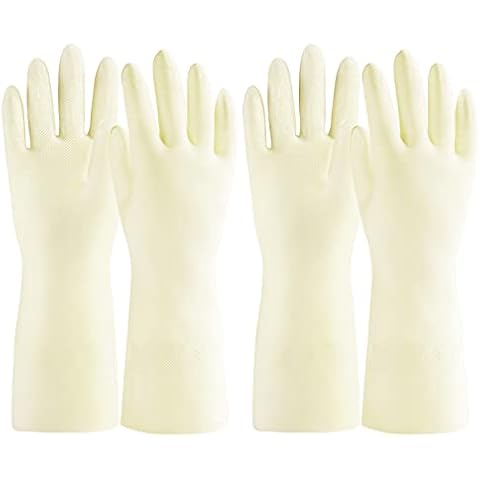 KINGFINGER Reusable Nitrile Gloves, Rubber Dishwashing Gloves, Household Cleaning Gloves, Heavy Duty, Non-Slip for Laundry Kitchen Bathroom Cleaning Gardening Pet Care (2 Pairs Medium) Cover