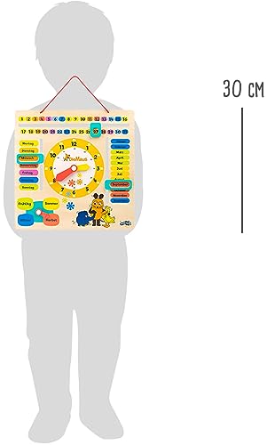 small foot Die Maus Lernuhr mit Kalender aus Holz, erklärt Datum, Jahreszeit und Uhrzeit, für Kinder ab 3 Jahren, 10496