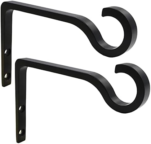 QIEGL Hanging Plant Bracket 6inch Metal Plant Hook Shepherds Hook Decorative Wall Plant Hanger for Hanging Lanterns, Bird Feeder, Flower Basket, Home Decor Indoor & Outdoor 2 Pack (Black)