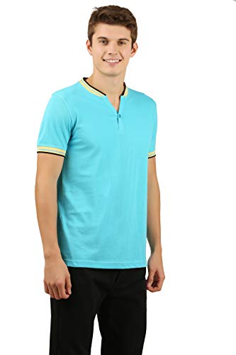 Image of zebu Men's Half Sleeve Cotton Henley Neck Tshirt with bio wash (Pack of 1).