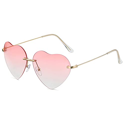 Dollger Heart Sunglasses Thin Metal Frame Lovely Heart Style for Women