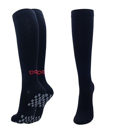WE FOOT Dual Grip PLUS Compression Knee Sports Socks Anti-Slip Socks for Men Women Running Marathon Pressure