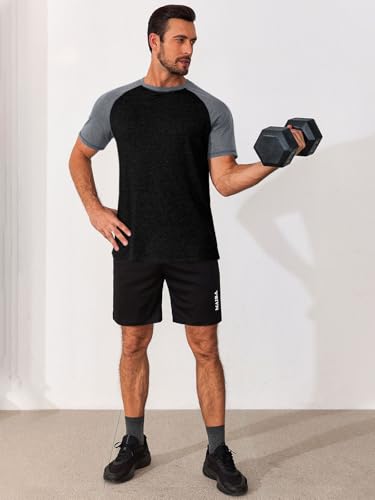 Image of Runcati Mens Casual Slim Fit T Shirts Raglan Short Sleeve Crewneck Baseball Tees Color Block Workout Fashion Shirt