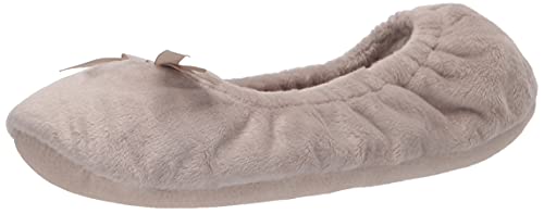 Dearfoams Damen Layla Ballerina mit Wildleder-Laufsohle Hausschuh, Zinn-Velours, Medium EU Cover