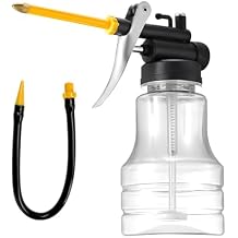 KVAEY Oil Can Pump Oiler, Automotive 250ML Transparent Pump Oil Can with Straight Flexible Spout, Universal High Pressure Manual Oiler for Oiling Lubrication, Car Accessories