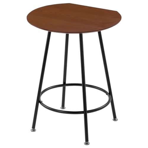 ぼん家具 テーブル カフェテーブル 半円 木製 幅60×奥行54.5×高さ75.8cm ダイニングテーブル 壁付け可能 1-2人用 ウォールナット×ブラック