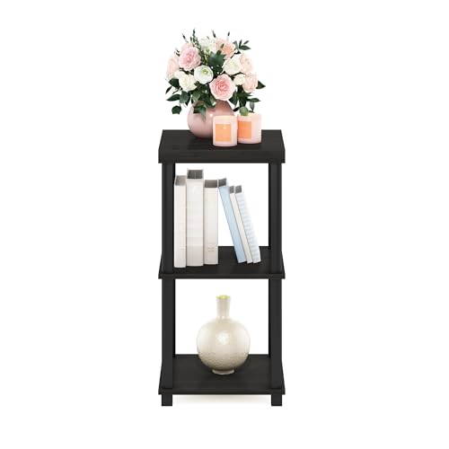 Image of Furinno Turn-N-Tube Side Table, 3-Tier Thick Tabletop End Table with Open Shelf, Toolless Assembly Night Stand, Bedside Table, for Living Room, Bedroom, Espresso
