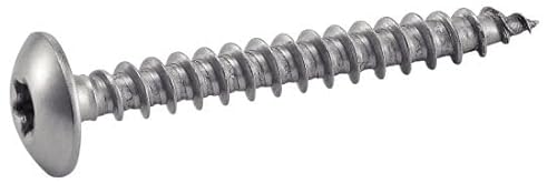 ACTON Vis à bois tête cylindrique large six lobes pour pentures - Inox A4 6x30 mm - Boîte de 100 - Vis, pointes, boulons