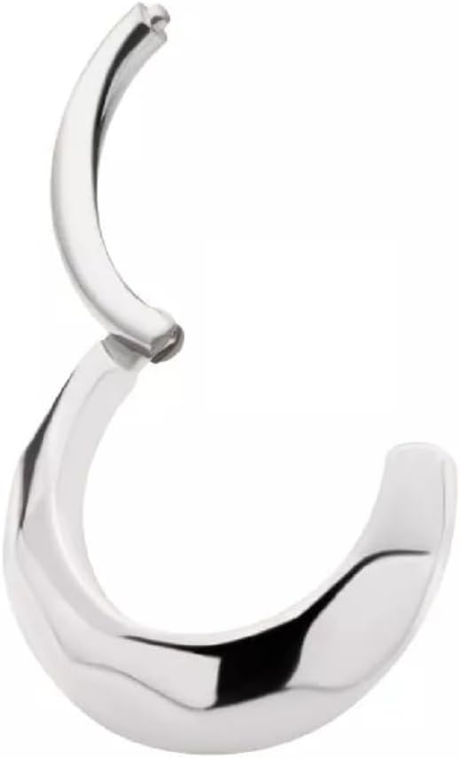 16GA 316L Stainless Steel Polished Hammered Domed Thick Hoop Hinged Segment Ring - Image 7