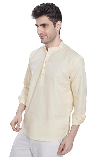 Image of DIVISIVE Men's Slim Fit Full Sleeves Cotton Short Kurta