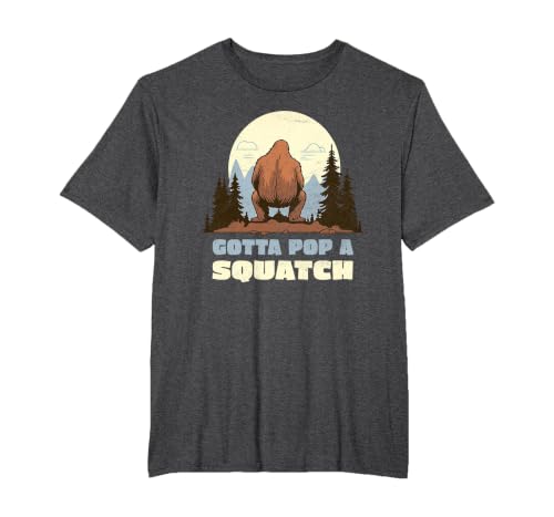 Funny Bigfoot Gotta Pop A Squatch Sasquatch Poop Joke Pun T-Shirt, Men's Big and Tall, Dark Heather Grey, 4X Tall